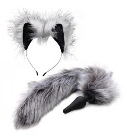 Tailz Grey Wolf Tail Anal Plug And Ears Set