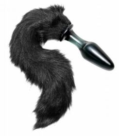 Tailz Midnight Fox Tail Glass Anal Plug Black