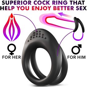 Erection Enhancing Stay Harder Strechy Penis Ring with Triple Penis Rings (Color: BLACK)